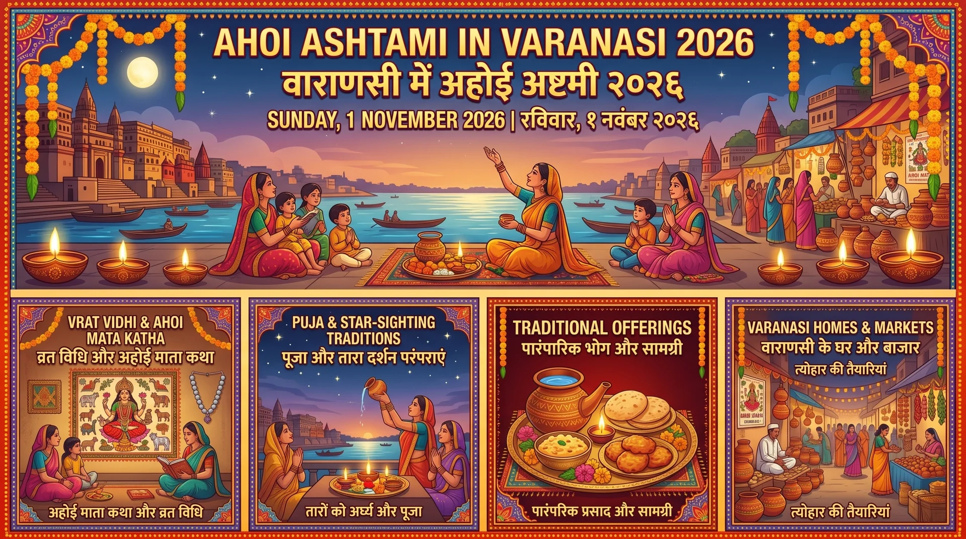 वाराणसी में अहोई अष्टमी 2026: माँ का व्रत, संध्या के तारे और दीपावली की ओर बढ़ते कदम