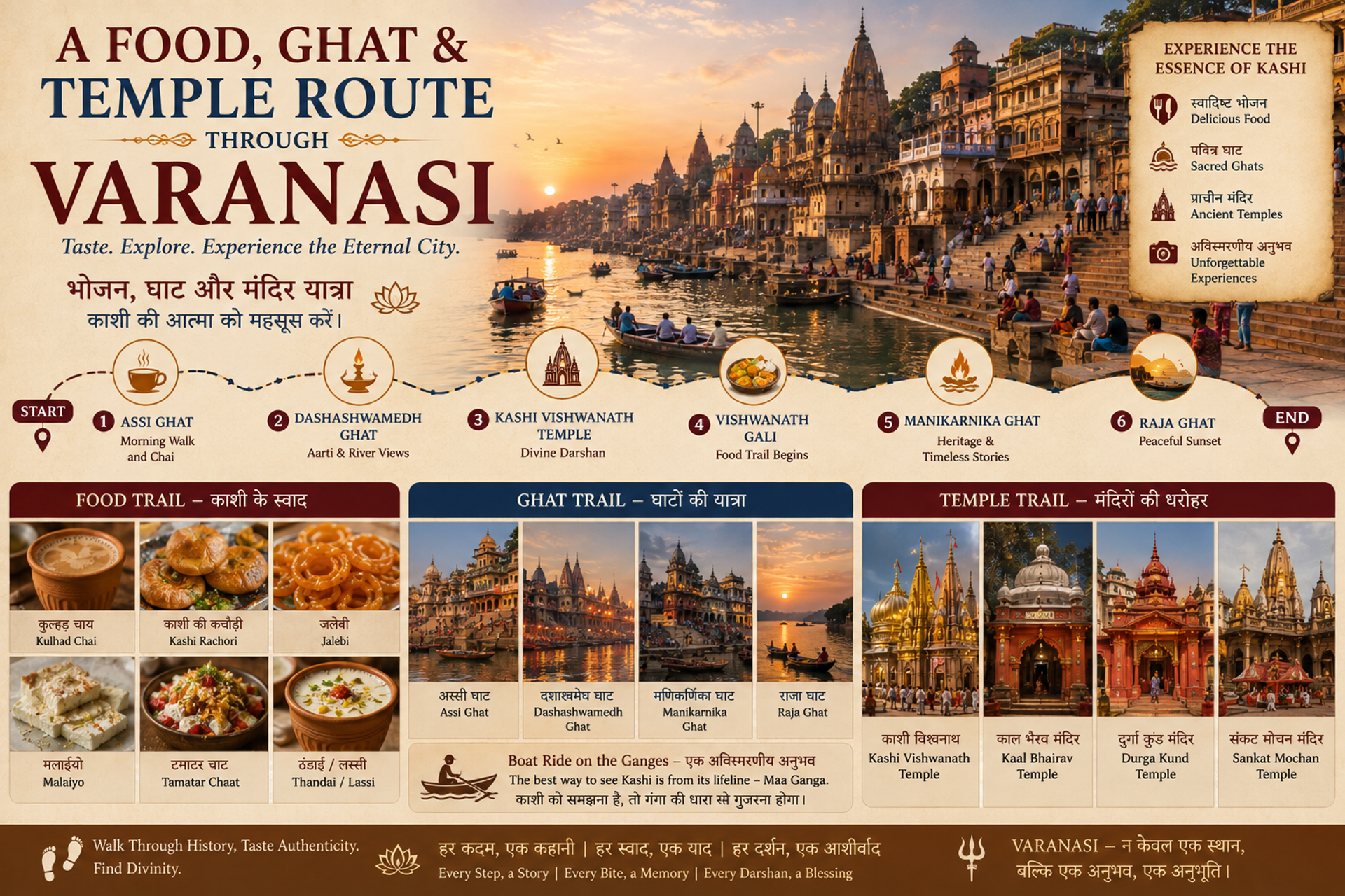 वाराणसी में स्वाद, घाट और मंदिर का रास्ता