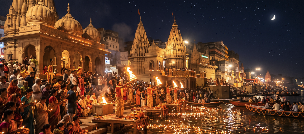 Explore the Nighttime Charm of Varanasi's Ghats