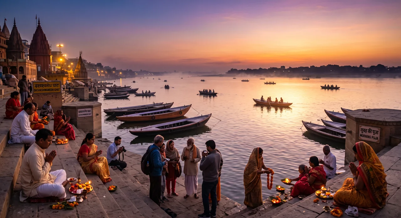 Experience the Tranquil Beauty of Varanasi's Early Morning Ghats